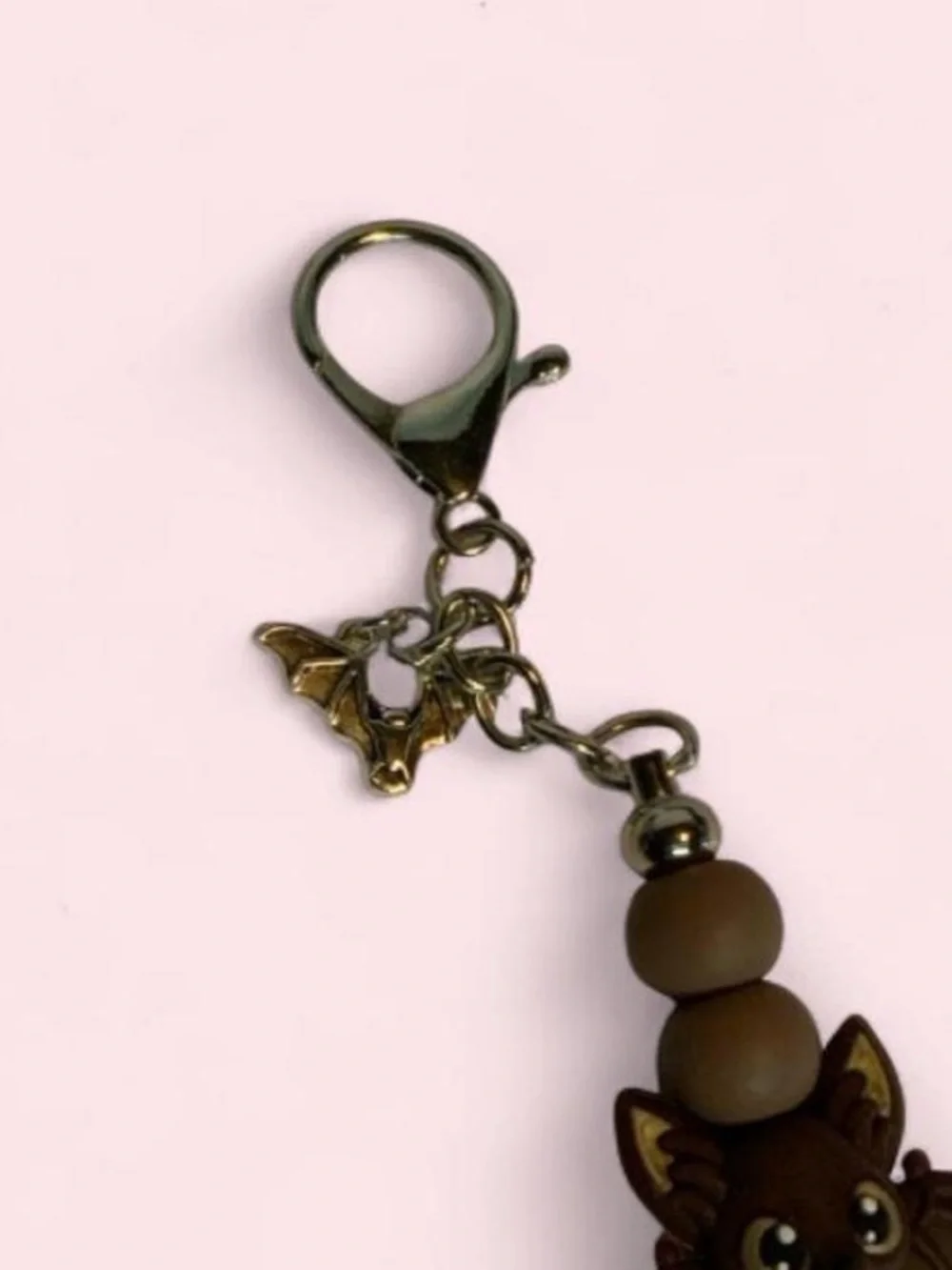 NEW📚 Handcrafted Beaded Bag Charm w/ Bats OS
